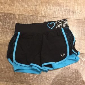 Justice shorts with gymnast on the side